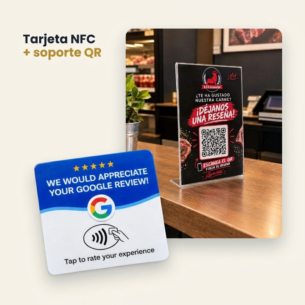 Pack Tarjeta NFC + Soporte QR